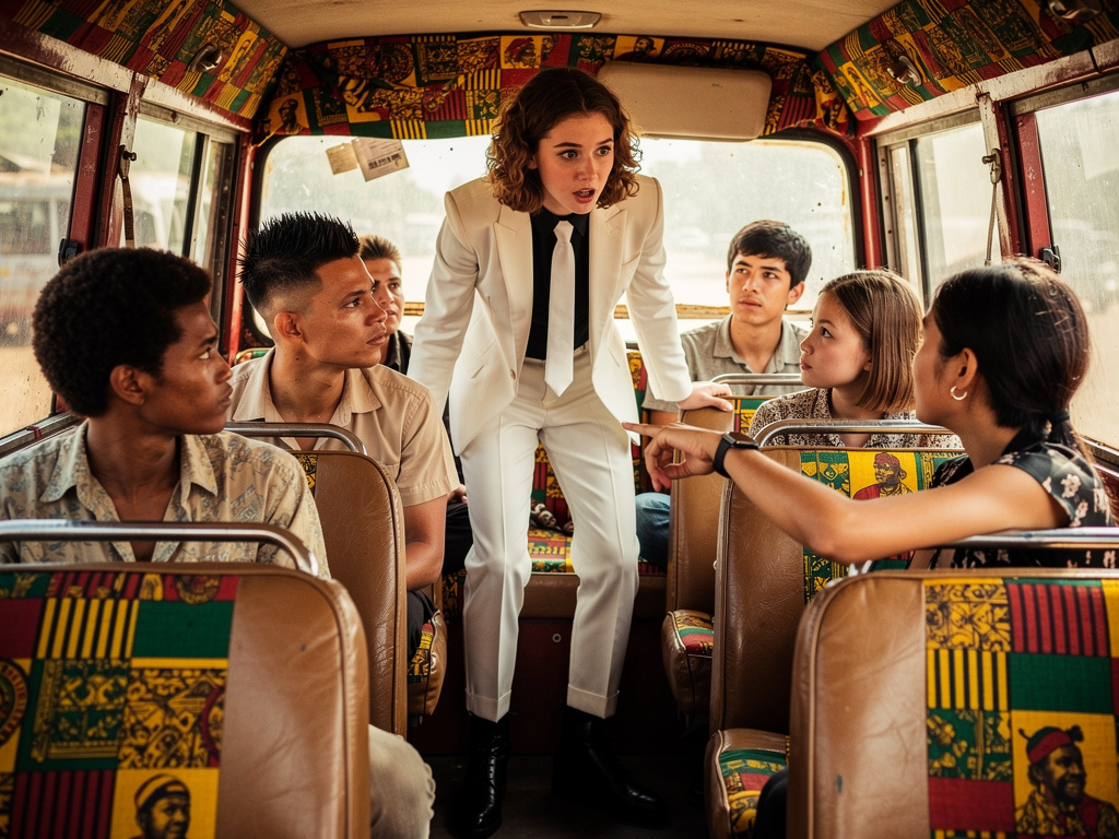 17 year old White boy Dominic Janssen Wears White Suit and long Black shirt and white tie and Black boots Sit in The Ghanaian