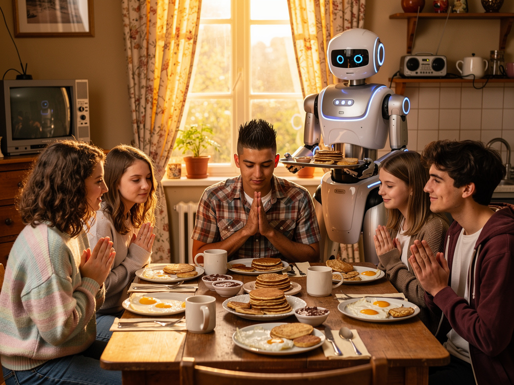 The Teenagers Eating Georgian Breakfast Together in the late 1990s Andrew Rivera Pierre Praying to God Emma Kimberworth too O