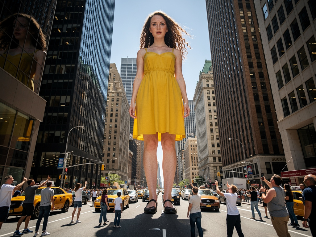 The giant takes her shoes off. Hundreds of people watch her massive stinky feet.