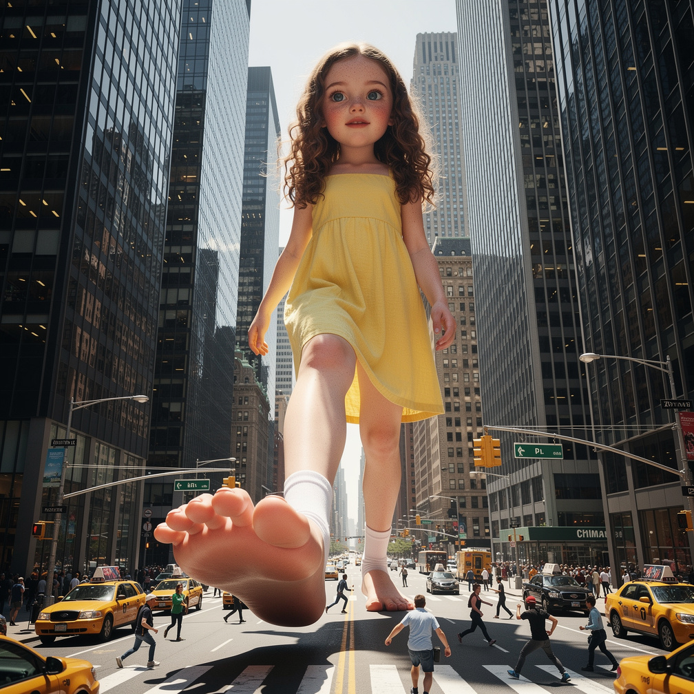 One of the viewers gets crushed by the giant child's house sized bare foot.