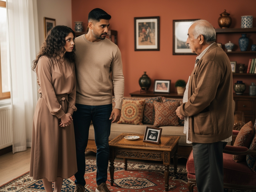 When Mustafa saw his father, he would finally tell him that his wife, Selin, was pregnant. His father's name was Adem. Adem w