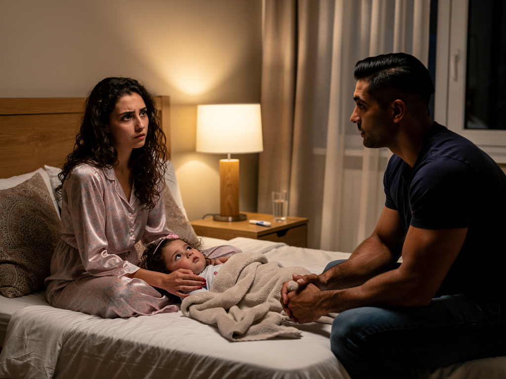 Aylin was two years old and would call one of them "mother" and the other Mustafa "father". Whenever she had a fever, the two