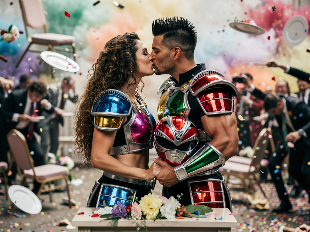 Imagina si: Emili y Mike Power Ranger samurái boda besos y caos.
