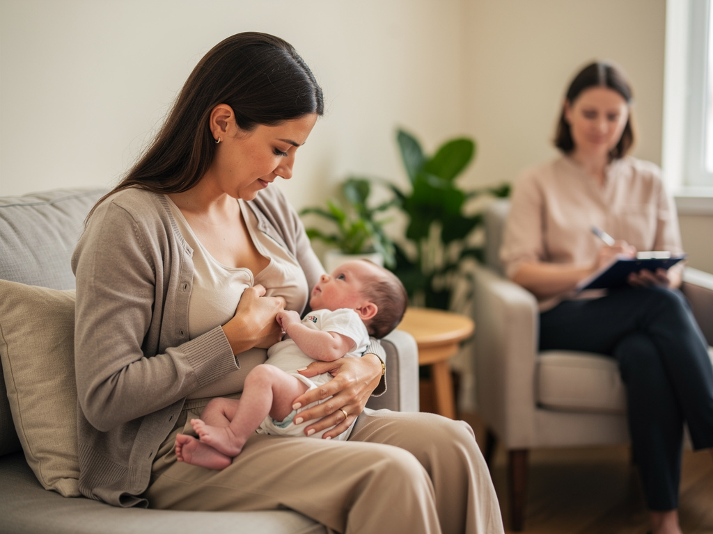 Bayangkan jika: Ibu besarkan anakku mau konseling sambil menyusui bayi perempuan.