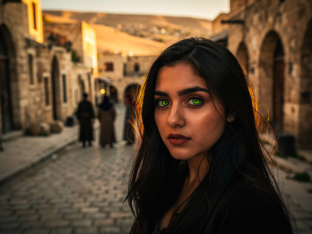 Hazan güzel yeşil gözlü esmer bir kızdır.