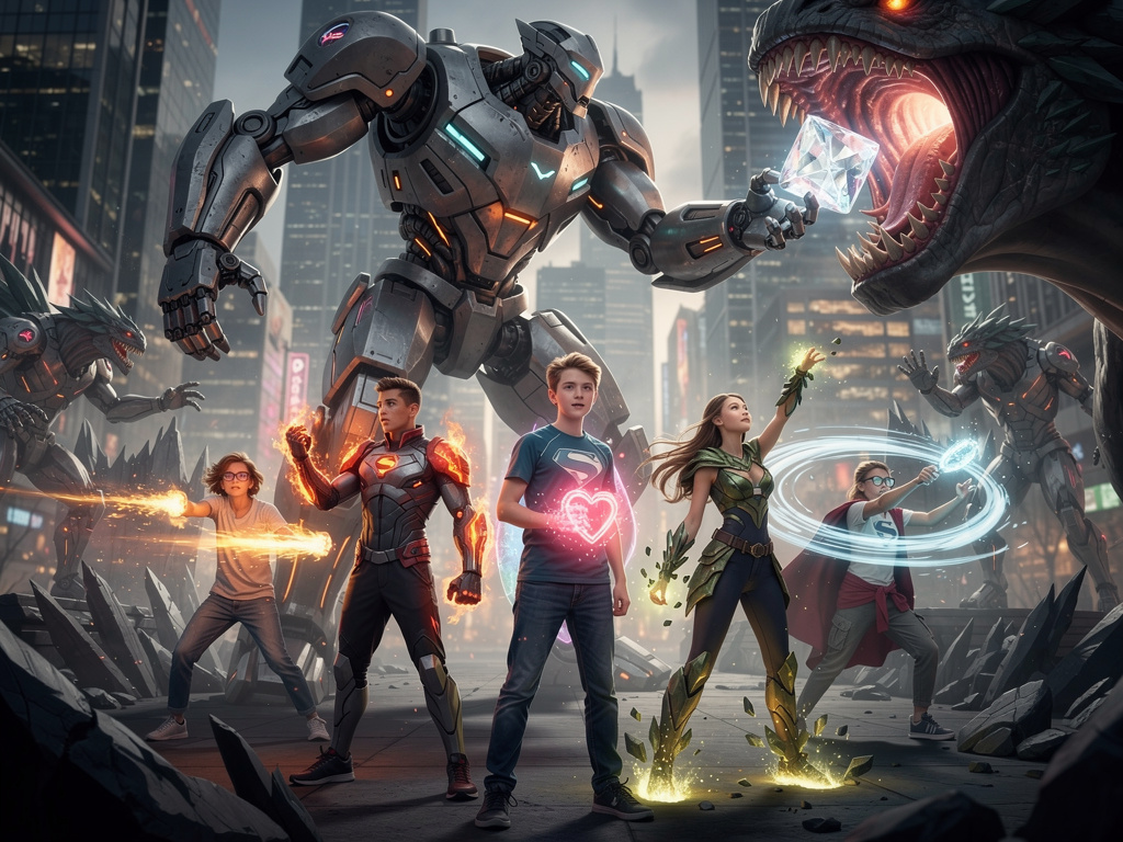 They battle a giant machine robot with their powers they find out Jack was a robot and run away Jack has to prove his good by
