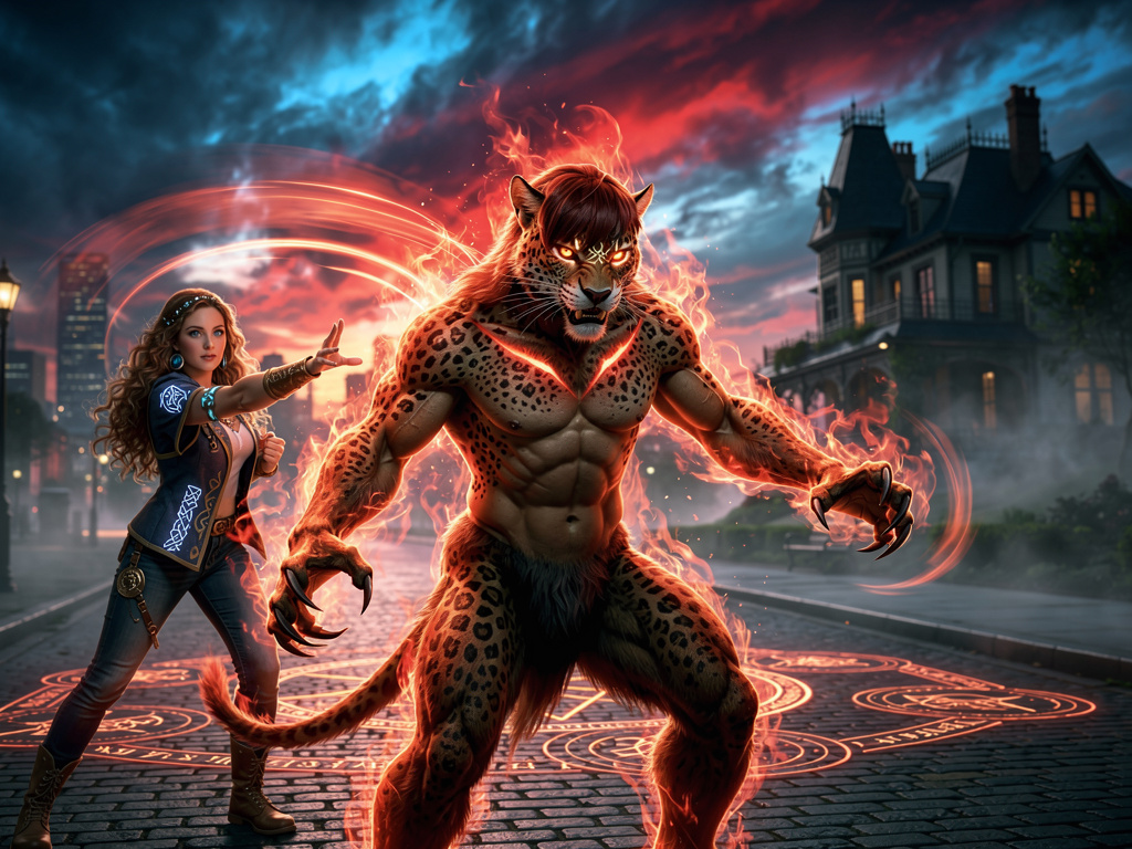 Nick Russell in to Half Werejaguar and Half human and his Fire power.