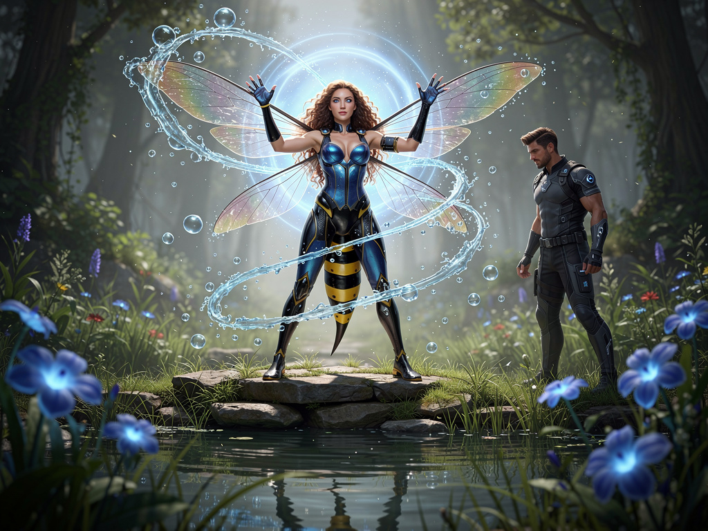 Madison Rocca Transformed to Half Wasp queen and Half Woman and Her Water Power.