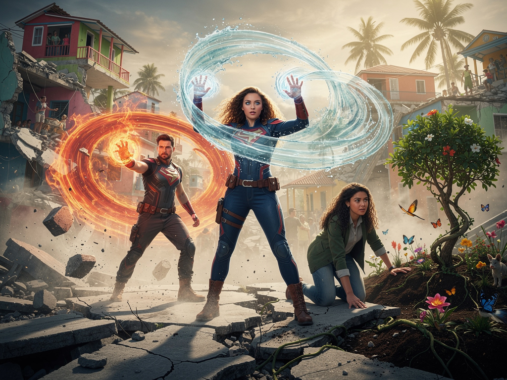 Madison Rocca Feels the Earthquake in Haiti She Shows Her Water Powers Nick Russell with Fire Power Maya Rodrigues With her E