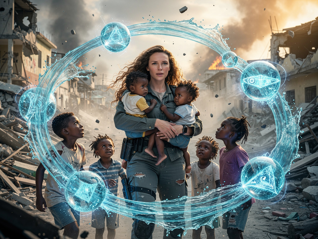 Madison Rocca Carrying The Children in Haiti and her Water Magical spells.