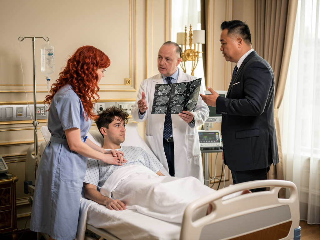 Physician: "The patient's physical condition is fine. However, due to the impact on the brain, he might experience temporary 