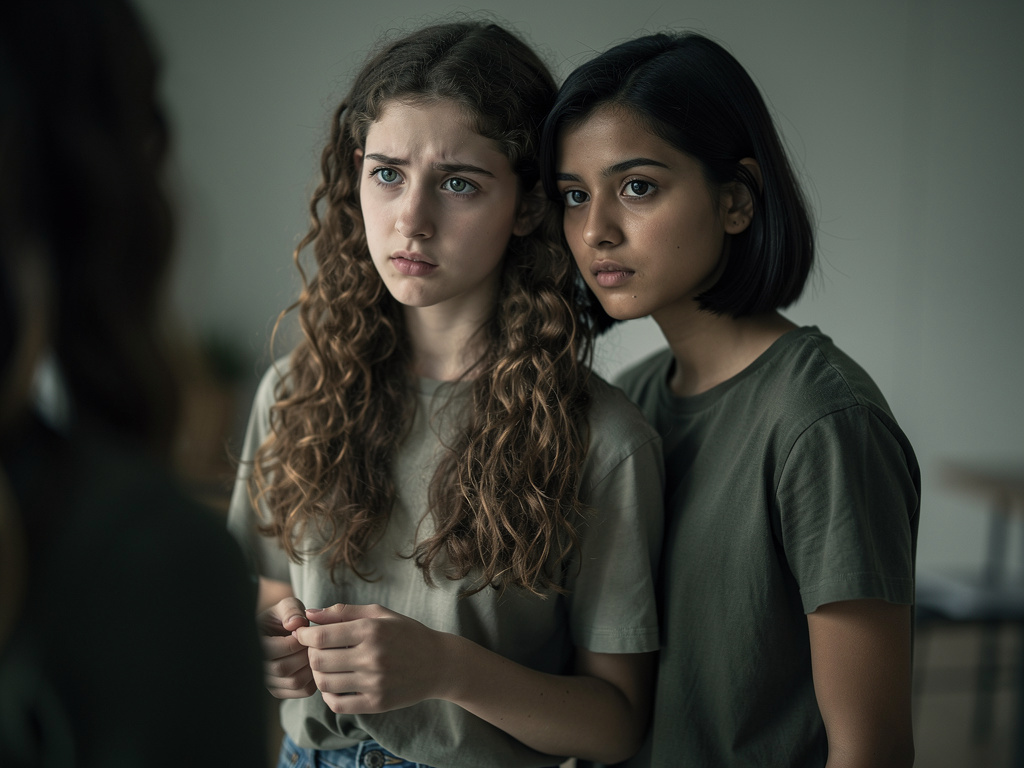 The girl who hurt Ana: 16-year-old girl, long curly brown hair, fair skin, oval face with bright green eyes, 5'6" (168cm) sle
