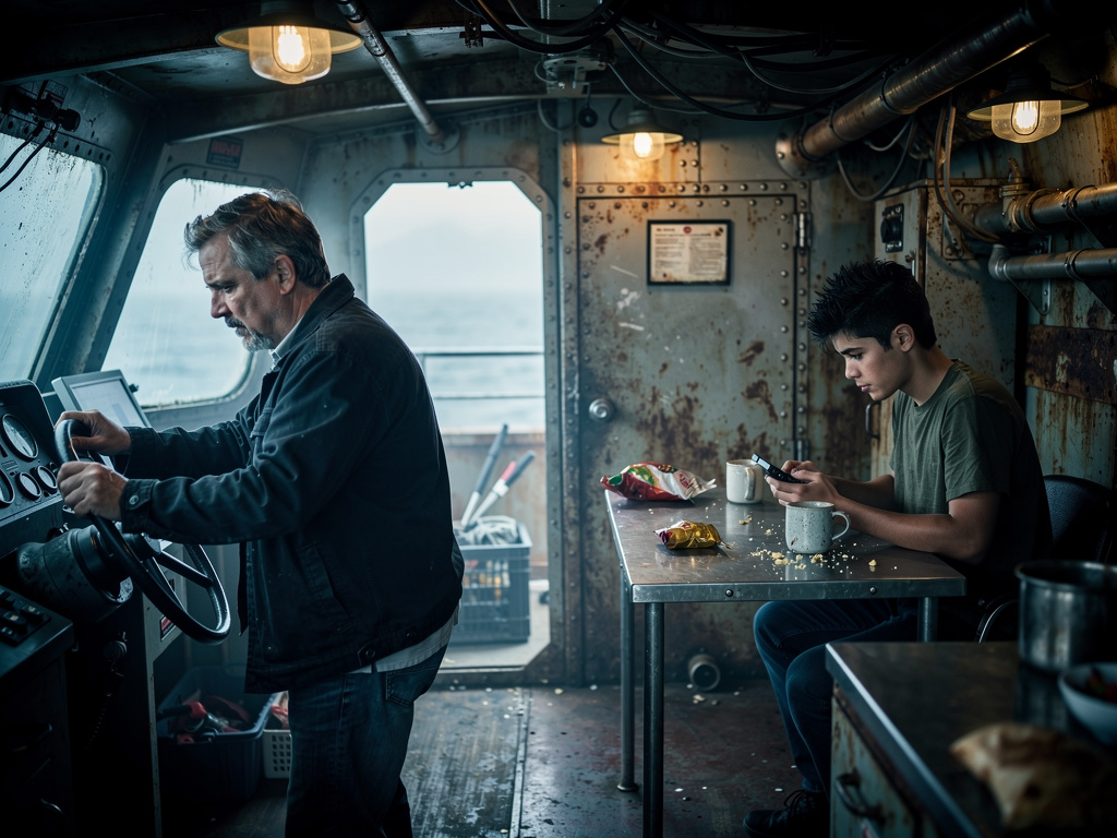 And After That I Drive The Cargo Ship And Meanwhile My Son Is Still In The Kitchen And Plays His Console.