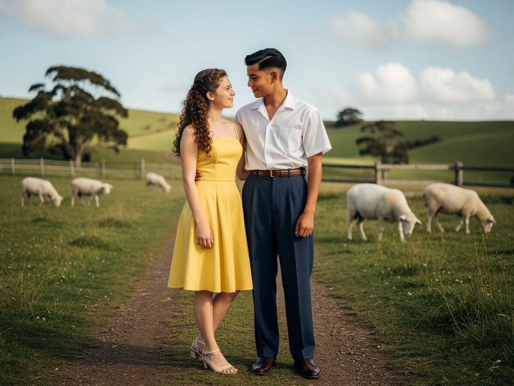 Imagine if: Teenager Samantha Dawkins and Timothy Riley New Zealand in the mid 1950s.