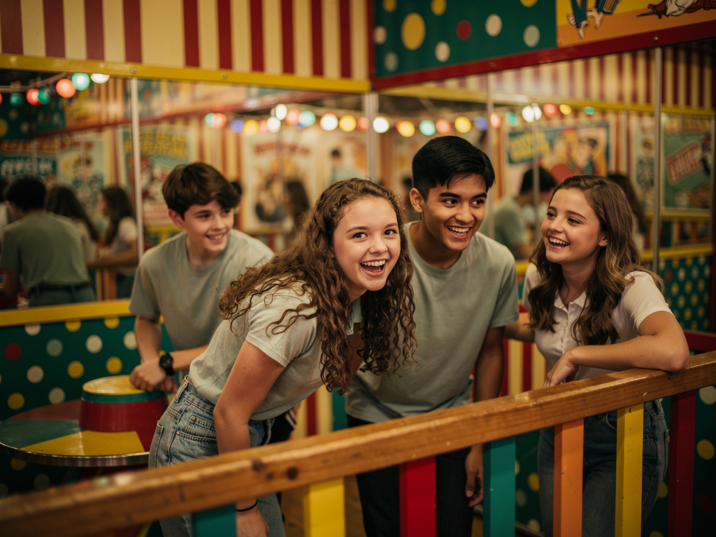 Funhouse Having Fun Nelson Jones and Timothy Riley and Samantha Dawkins and Mackenzie Kelly.