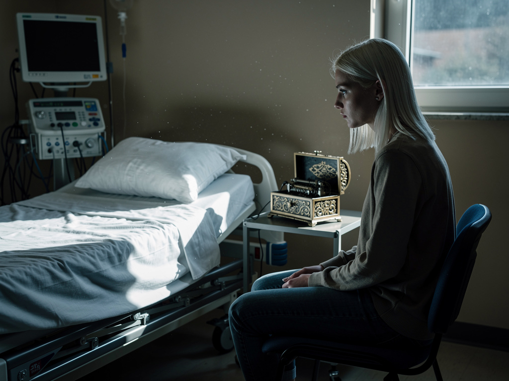 Imagine if: As you sit in the empty hospital room, the machines that kept your mother alive now silent, you notice a small, f
