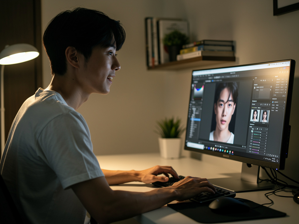 Kamu seorang pria Korea menemukan Ada aplikasi editing yang mampu mengubah wajahmu persis seperti foto yang telah kamu edit.