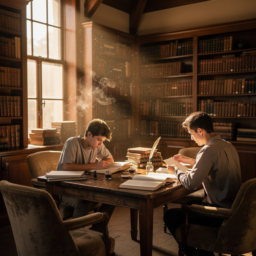 Imagine if: Love and Magic: Destiny Begins
🌸 Scene 1 — The Library Meeting
Setting (1-2 sentences):
A quiet library glows wit