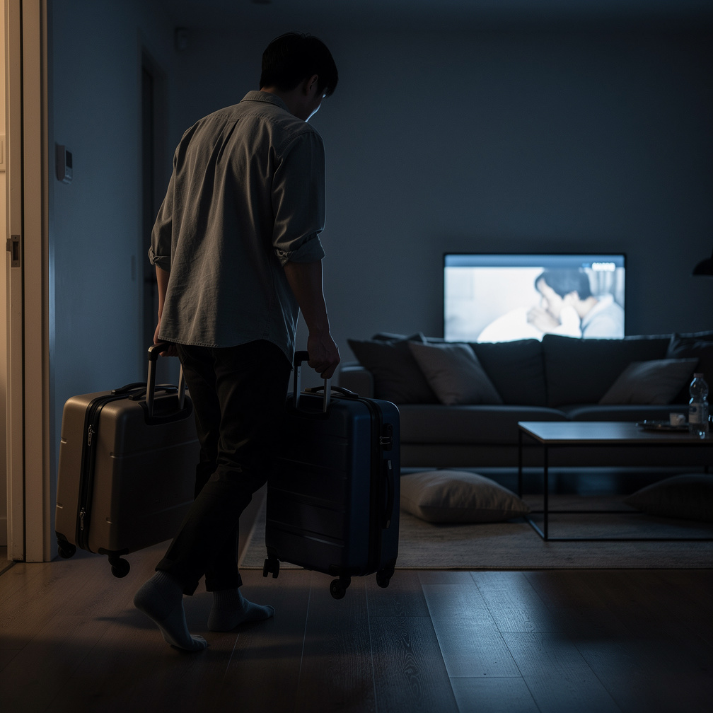 Imagine if: Chansung opens the door from their apartment, carrying his bags inside of the house as quietly as possible, not w