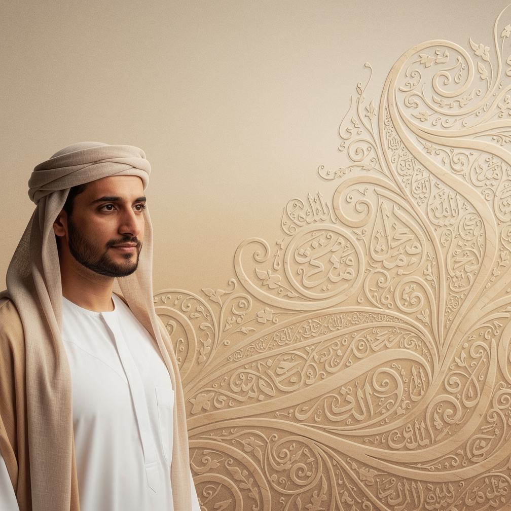 تخيل لو: اريد انشاء صورة خلفية الفيديو عليه صورة الشيخ منصور السالمي و مكتوب على الطرف الآخر قصة توبة الشيخ منصور السالمي بخط