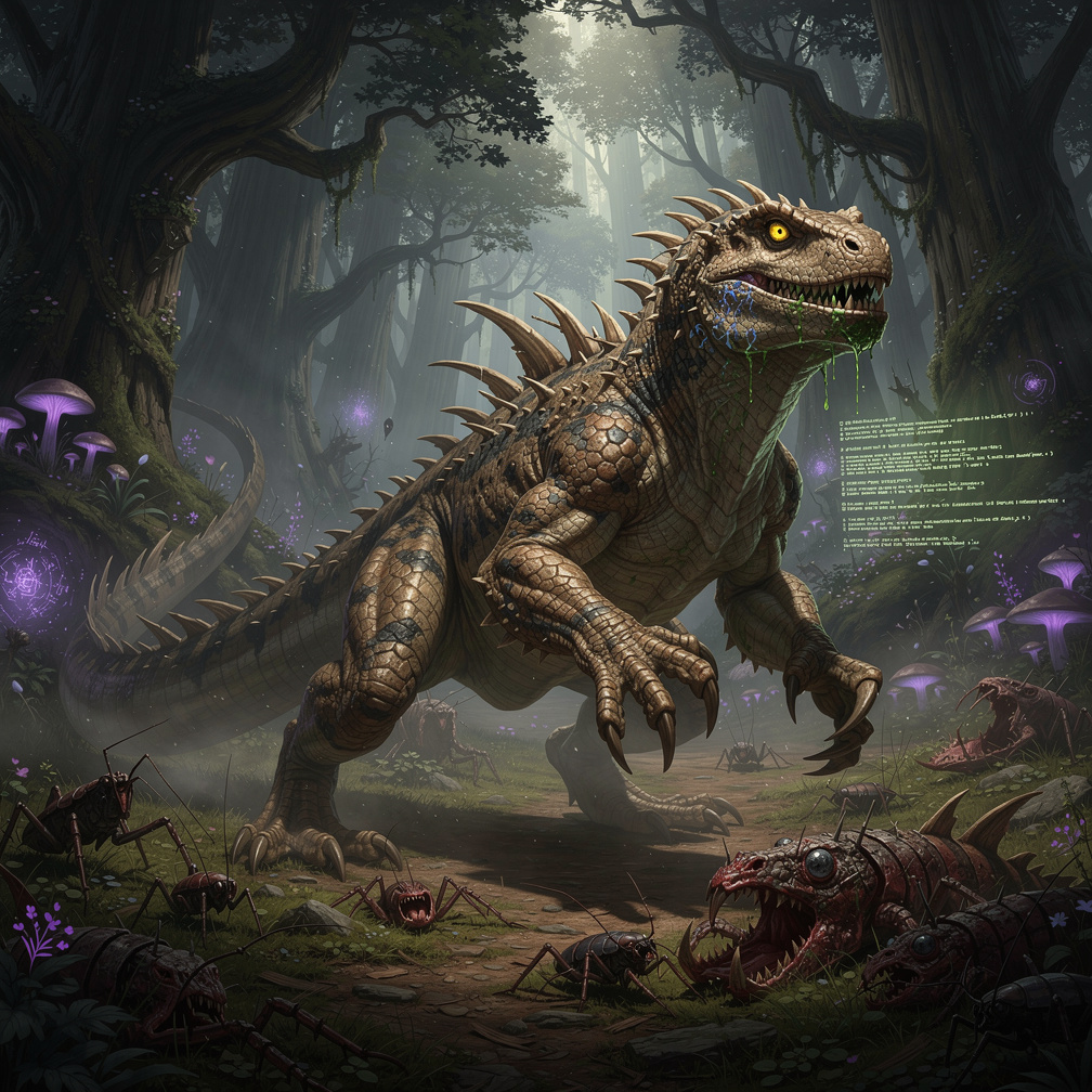 As you evolve you now stand at 3m tall on all fours and your spine becomes more spiked and your claw size increases.