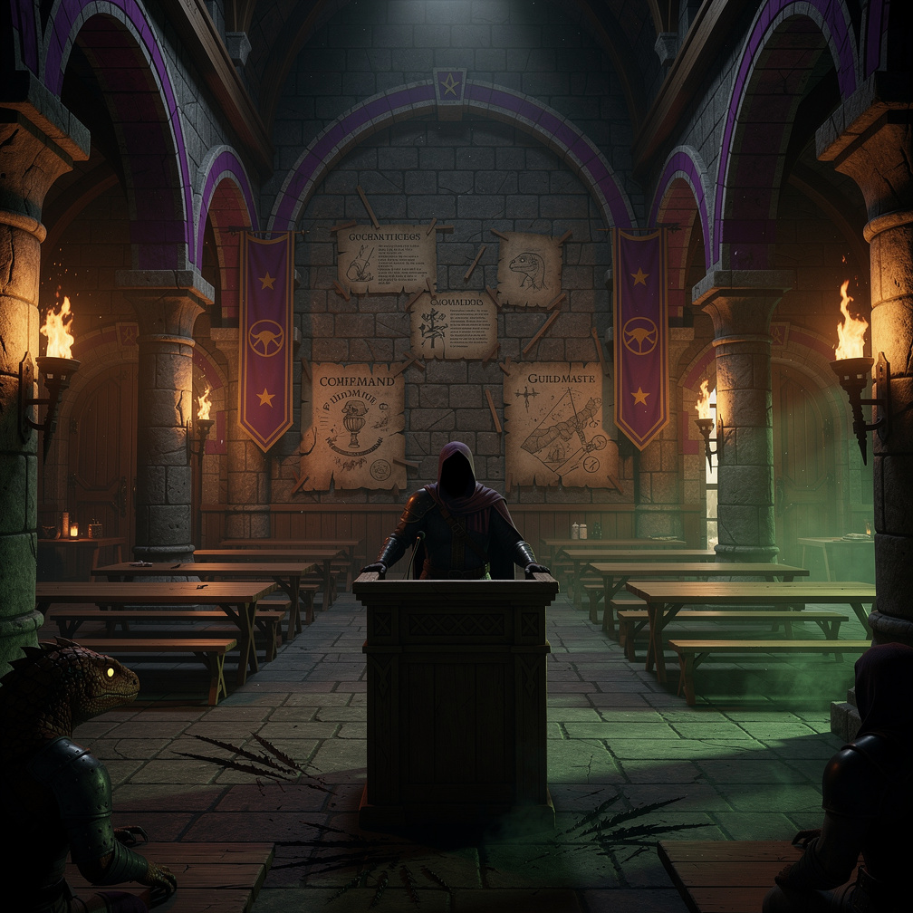At the Adventurers Guild the Guildmaster issued a S rank quest to hunt down the Titan Basilisk.
