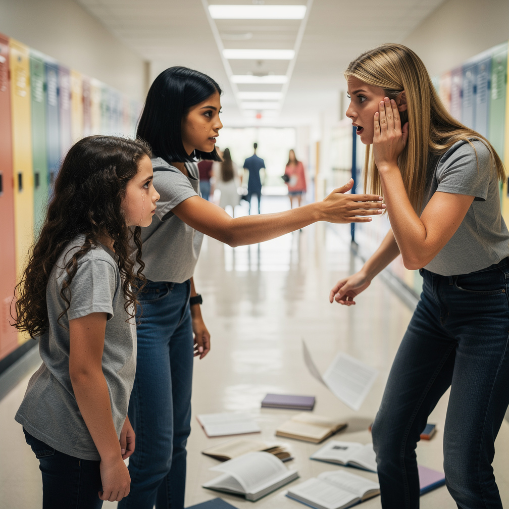 Isabella slaps the bully.