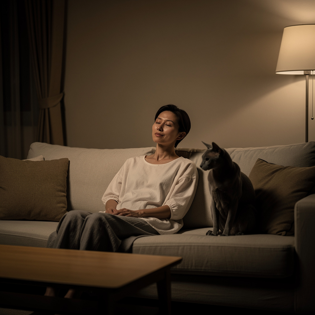 Bayangkan jika: Bab 160 — “Tidur yang Tenang”
Malam di rumah itu sudah benar-benar sunyi.
Nara masih duduk di sofa, tapi kali