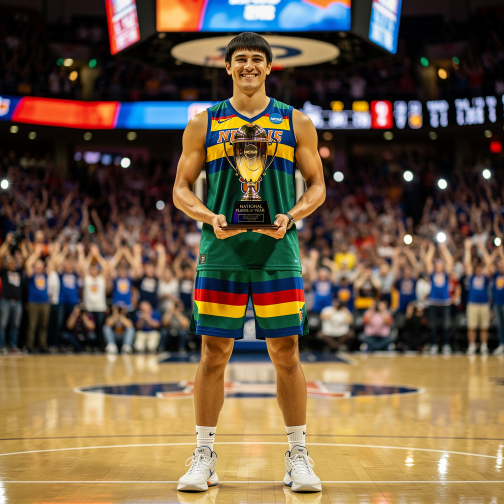 And had win NCAA national player of the year average 22,8,9, per game and was good.