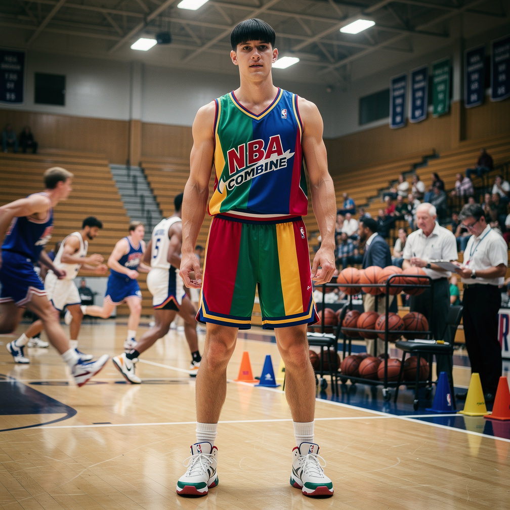 Next he went to the draft combine in 1986 style.
