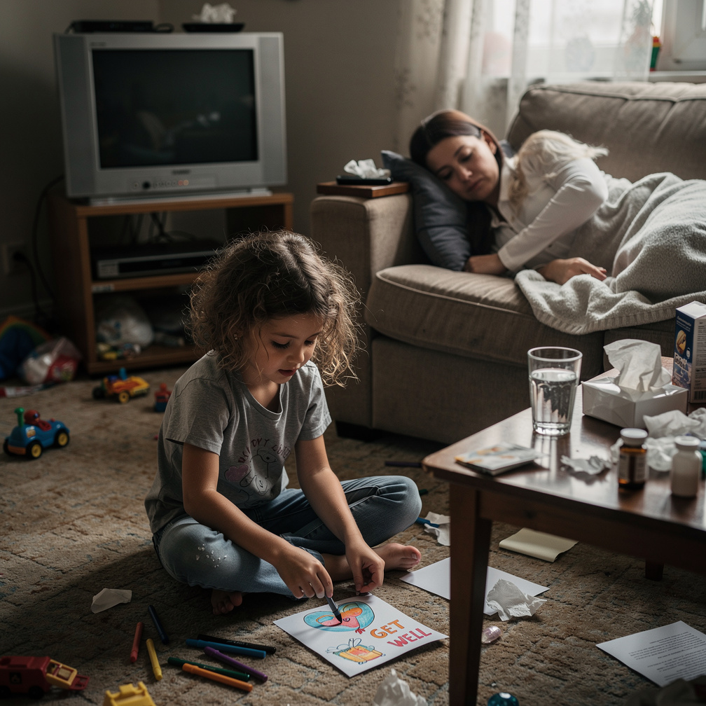 It hurt. They woke up one day, the mom was getting worse, the little sister had to stay home while the older sister went to s