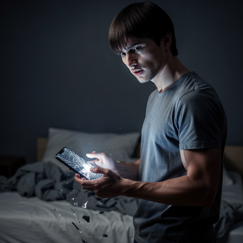 Sem entender nada mais, com lapsos de memória, se sente mais forte e inteligente. Quando vai pegar o celular para ver as hora