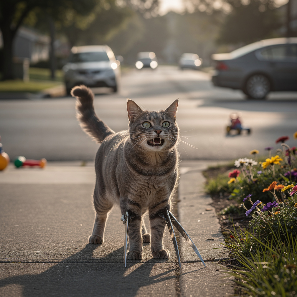 On a Peaceful Day. There is a Cat called Mary. she has 3 Kittens. And then 3 of the kittens got run over. Mary was so angry T