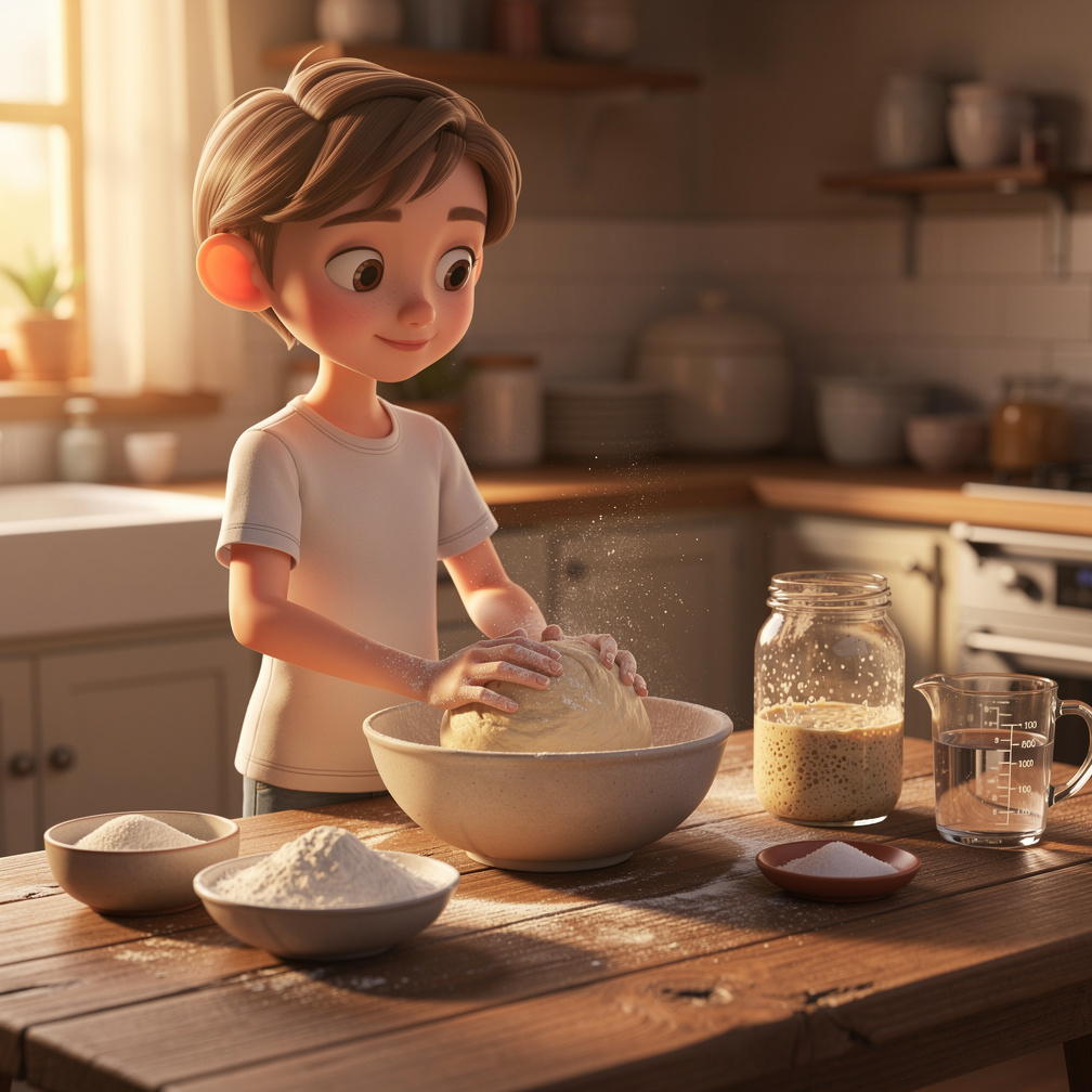Scene 3: hands knead the dough until smooth and elastic.
