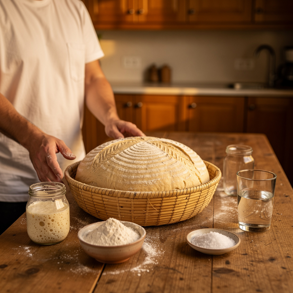 Scene 7: decorative scoring is made on top of the dough.