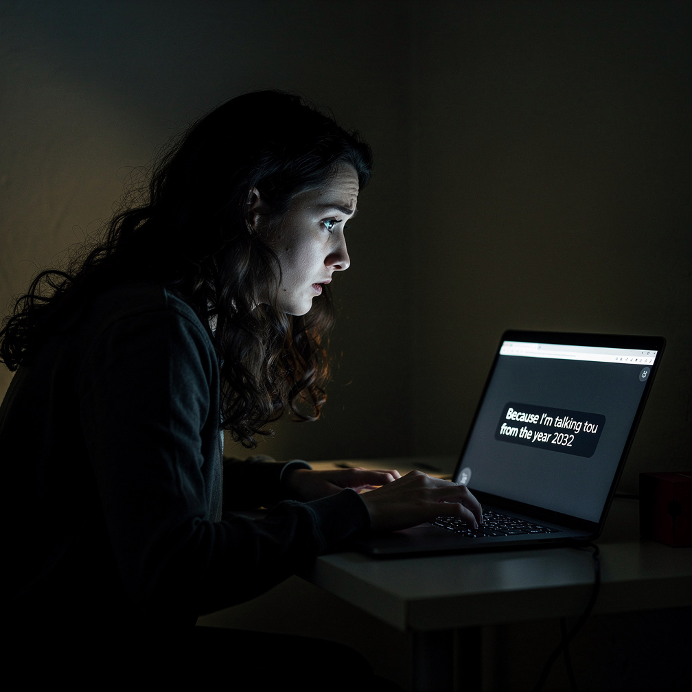 Como isso é possível?" ela digitou. A resposta demorou alguns segundos. "Porque estou falando com você do ano de 2032.