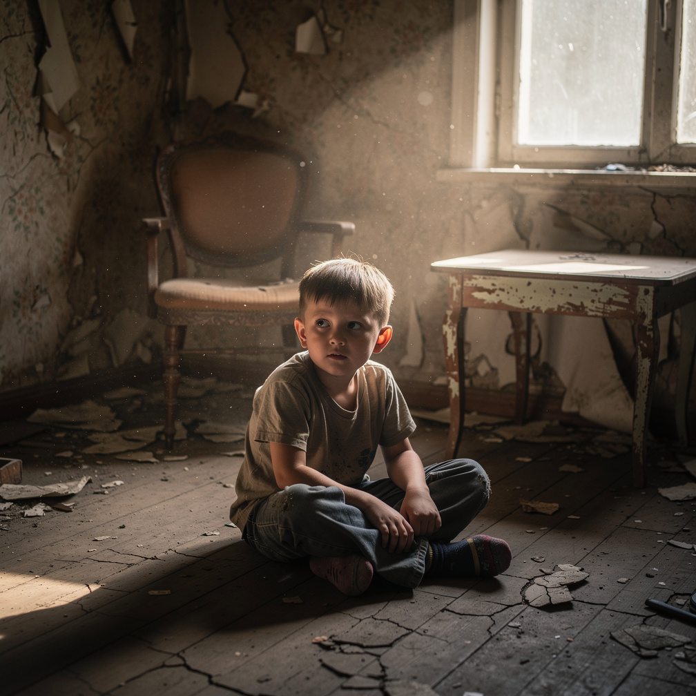 He was an orphan in a broken down house.
