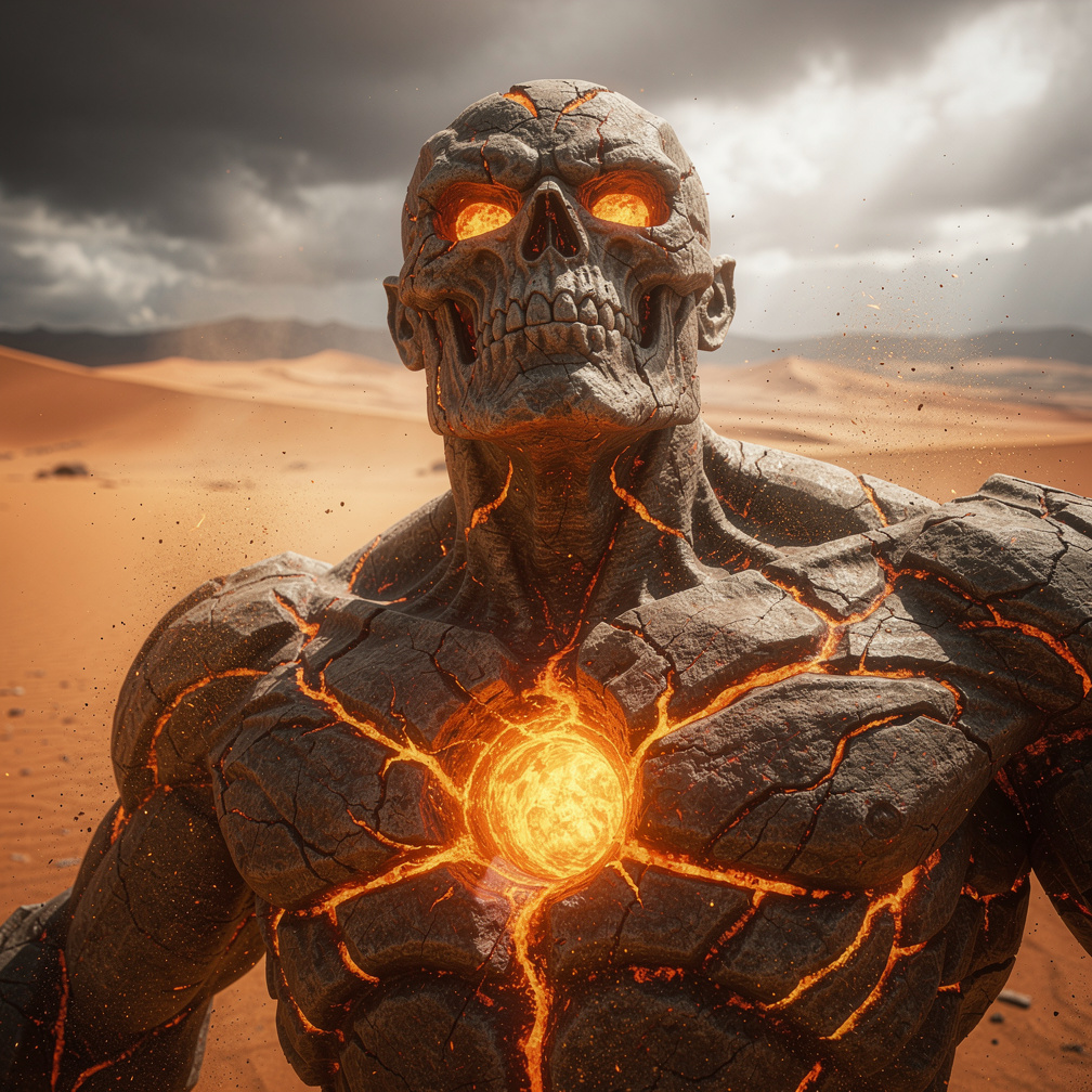 (Cena 5 - A Visão Reticular / [Estilo: Ficção Científica Cinematográfica])
Corte para um plano próximo do rosto do Golem de L