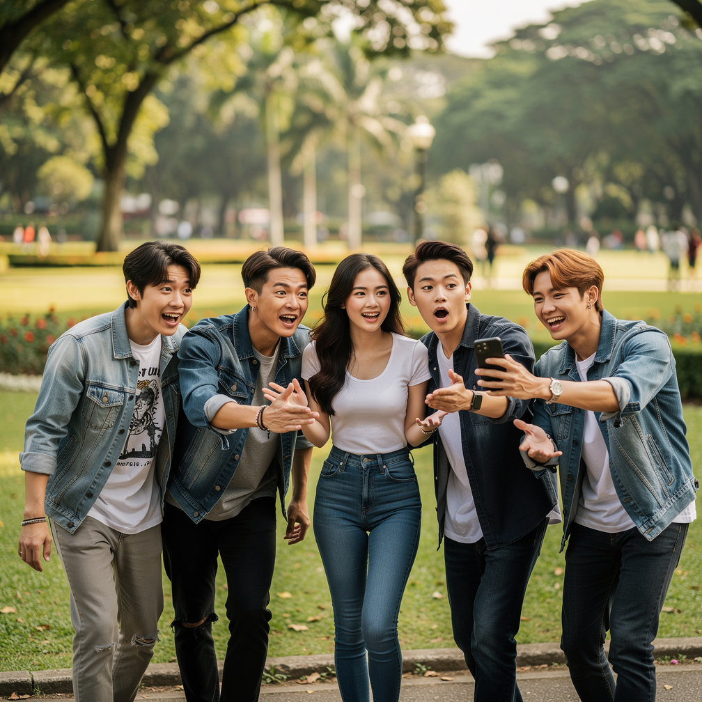 Imagine if: What if bts kpop group were walking at Rizal park and they accidentally bumped a beautiful Filipina girl wearing 