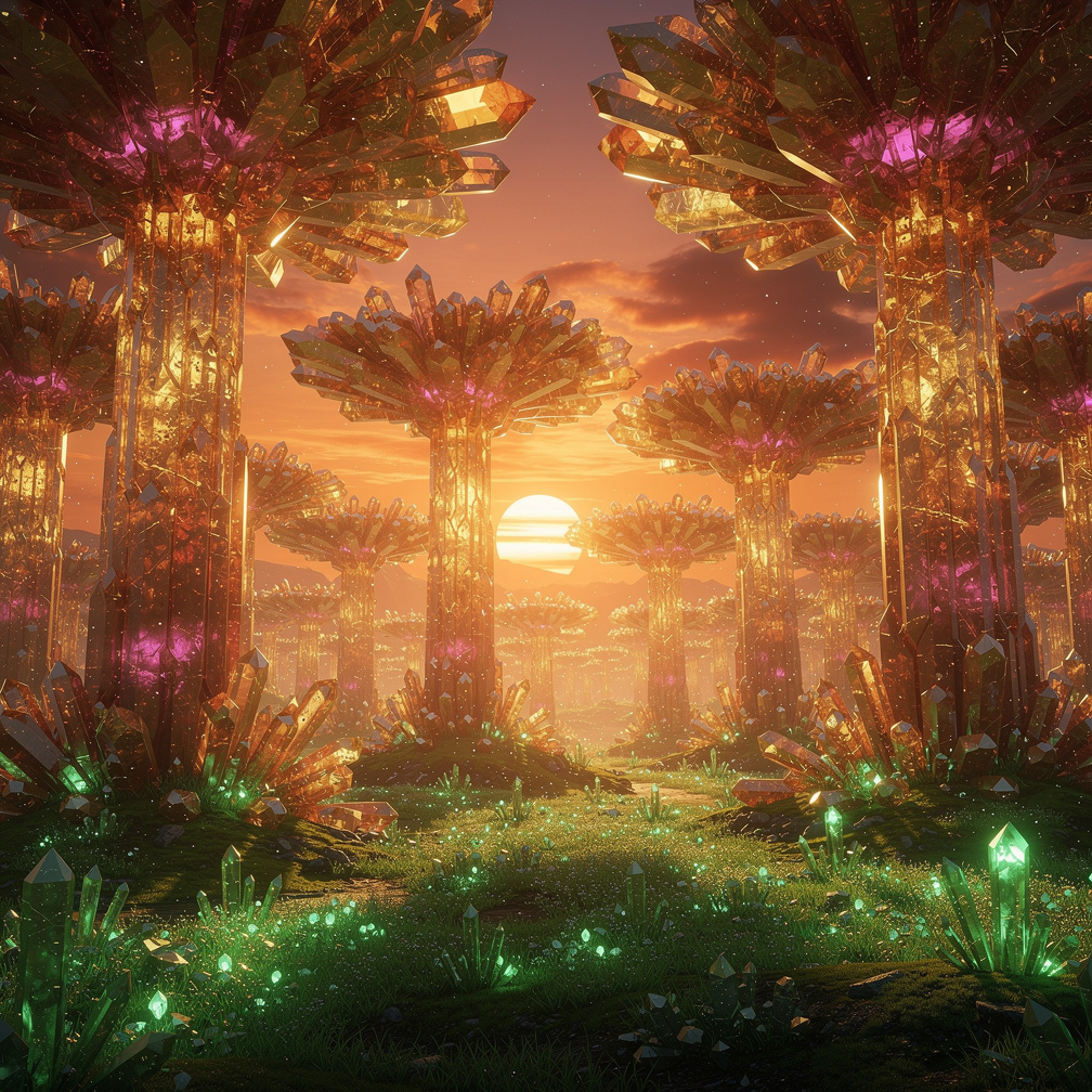 Imagine se: Depois das Fendas Capítulo 1 
— Ecos entre Cristais. A luz alaranjada do entardecer atravessava as copas facetada