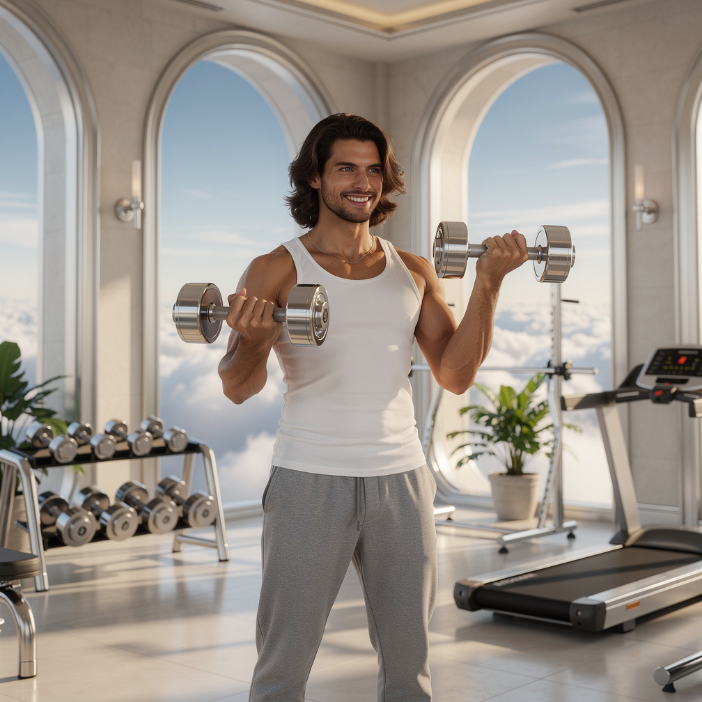 He has dark skin and he was a fat teen. He didn't like his condition and wanted to train to become stronger. He enjoyed his t