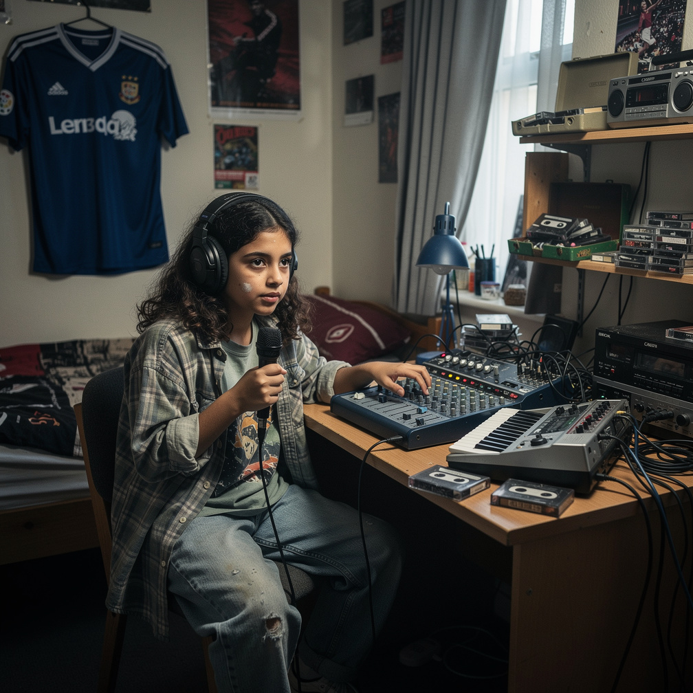 Her bedroom She Making Trip Hop beats and Fixing With Hip hop Beats with Mic Alana Rodriguez Makes The Hip hop.