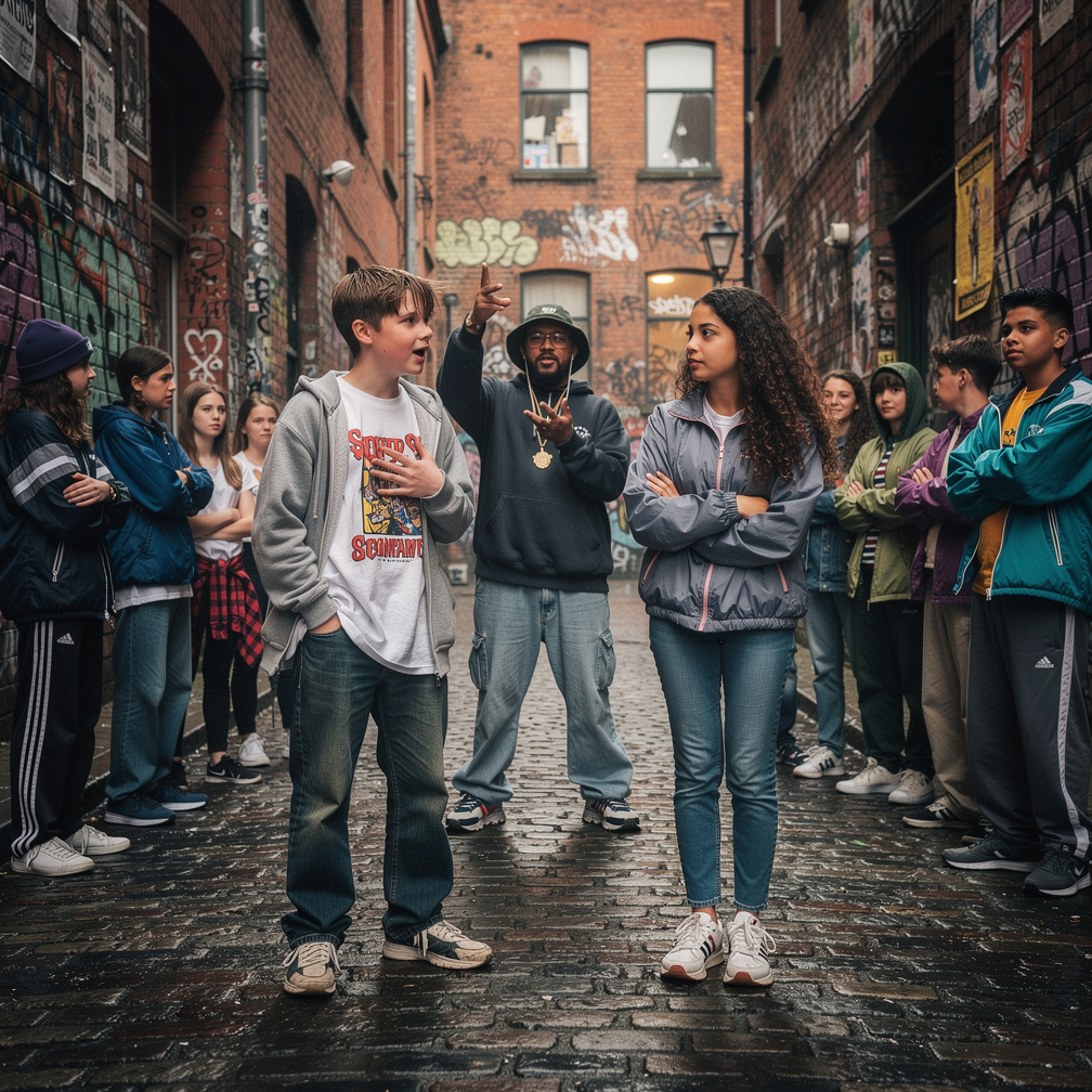 80za With Hip hop R&B Starts Rapping With No Microphone The Two Teens Groups Young Adults