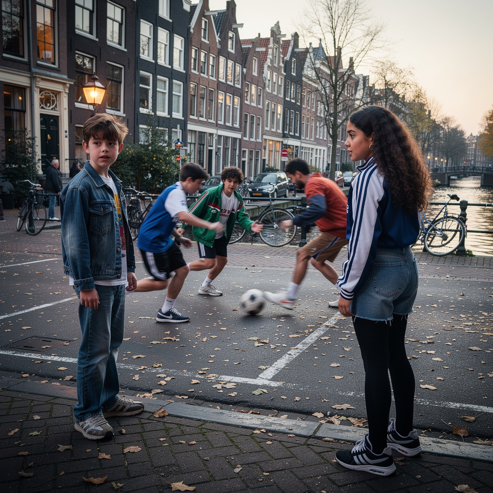 Yo guys The guys playing Street football In Amsterdam.