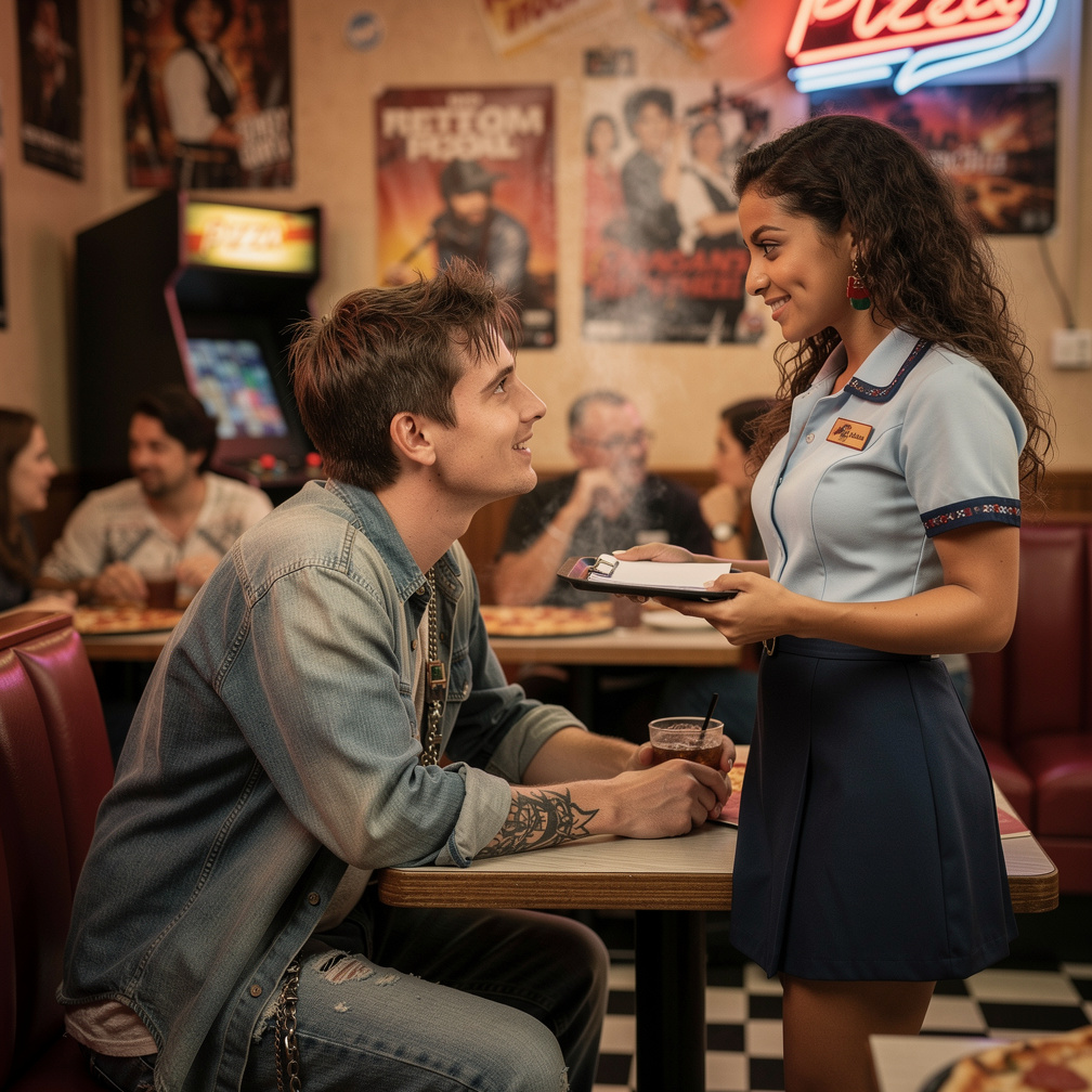 In 2000s Matthew was 25 with Tattoo and Wears inspired by Roger from Musical Rent at Pizza he saw Alana Rodriguez worked as w