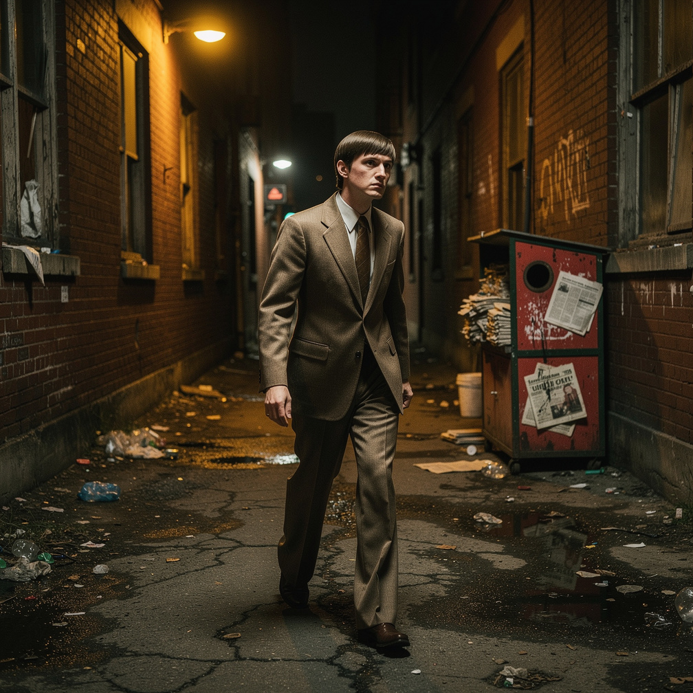 Singer watches his back while passing in the alley. He is relieved he isn't being followed. Since revealing Operation Papercl