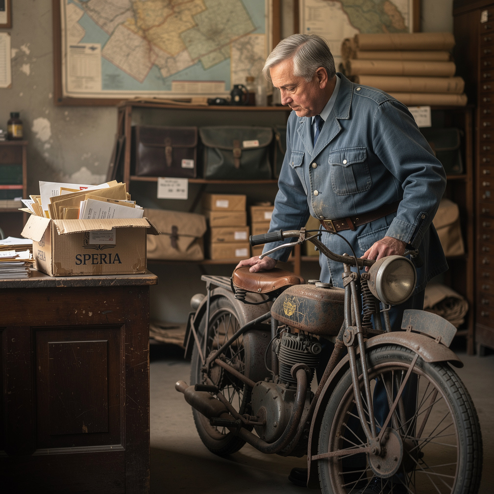 He stared at the old motorcycle and started to the first destination.