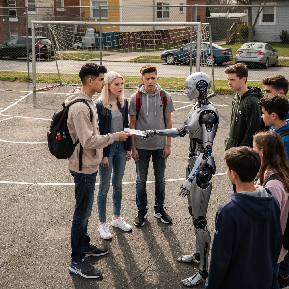 R.J. tells Her school lessons on one day them he asks the boys and girls the street football pitch he takes Kimberworth's te