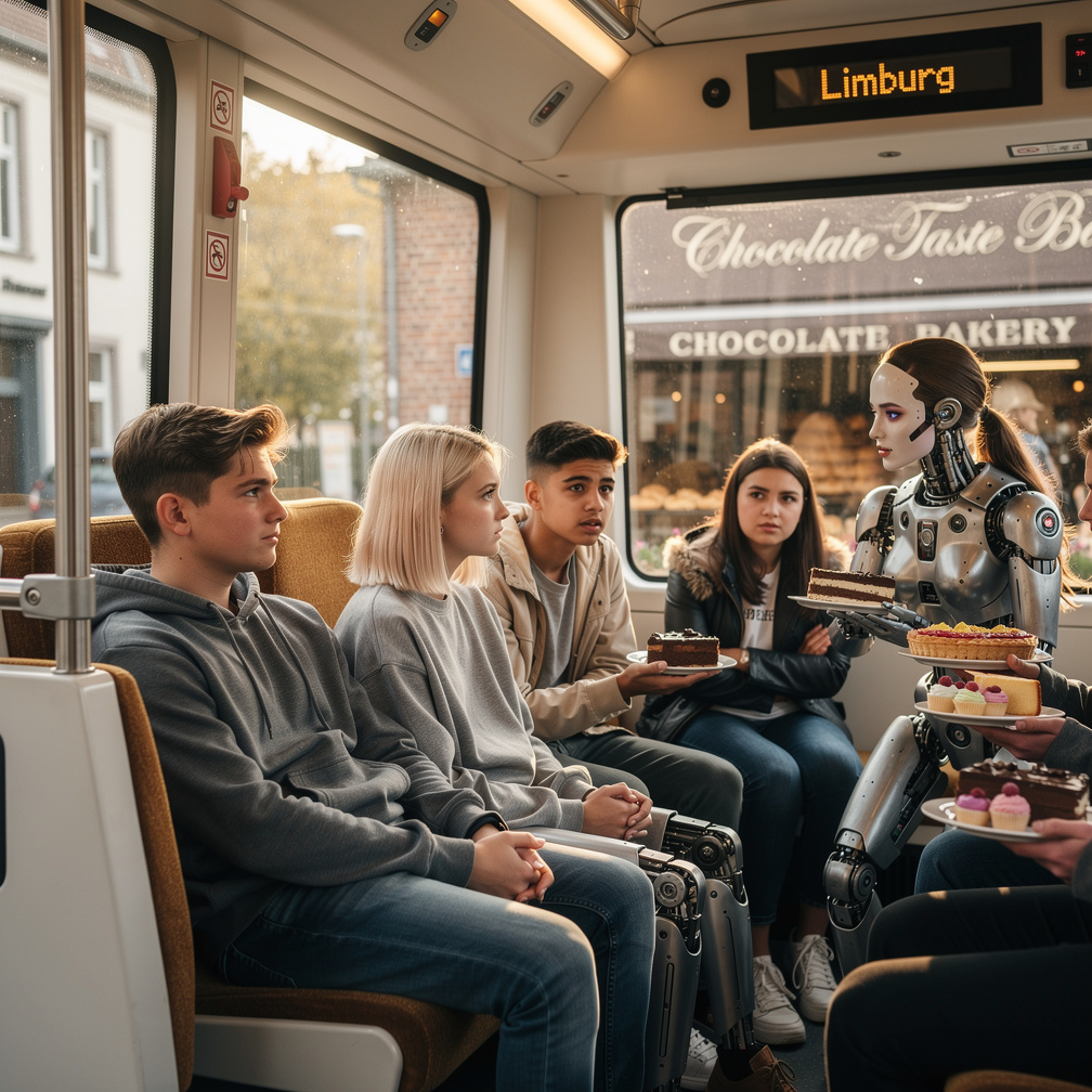 At inside of the bus They're saw Limburg vlaai  other Cakes and Cupcakes chocolate taste bakery.