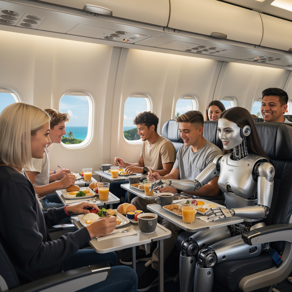 The next Morning  Flying to Nicaragua They're eating Breakfast meal Emma Kimberworth starts Tastes so good says Alana Rodrigu